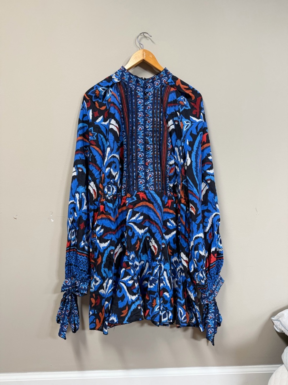 Farm Rio Blue Toucan Scarf Mini Dress Size Large - Picture 5 of 13